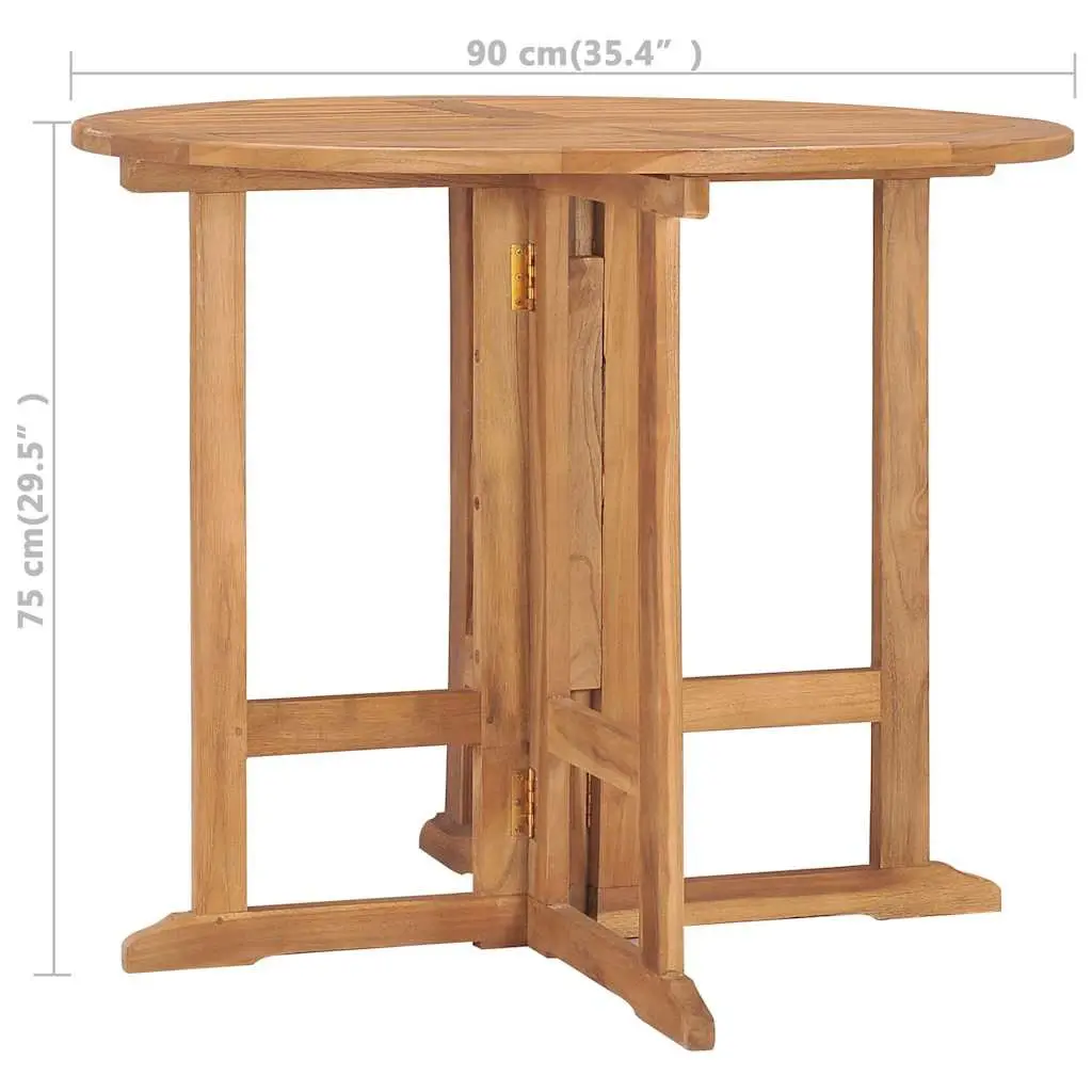Brown Teak Wood Outdoor Dining Table 90cm