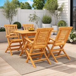 Warm and Welcoming 5 Piece Teak Outdoor Dining Set