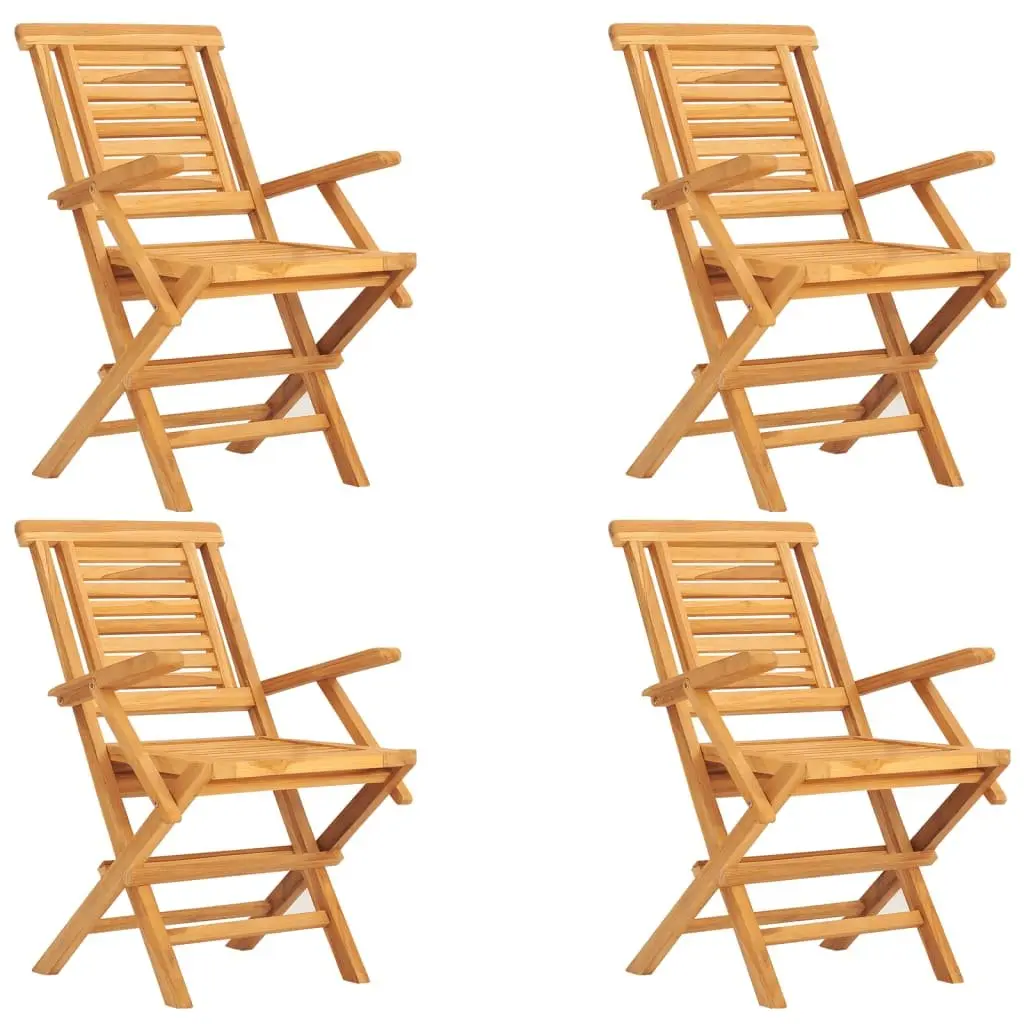 5 Piece Garden Dining Set Outdoor Furniture Teak Wood Table Chairs Foldable Brown