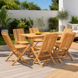 Reliable 7 Piece Teak Garden Dining Set with Comfort and Style
