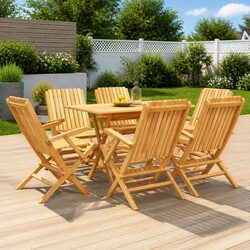 Comfortable 7 Piece Outdoor Dining Set in Brown