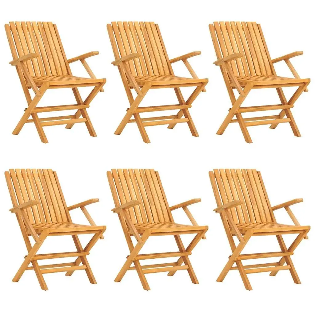 7 Piece Garden Dining Set Outdoor Table Chairs Brown Foldable Teak Wood