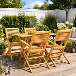 Cozy Outdoor Dining Set with Teak Wood Table and Chairs