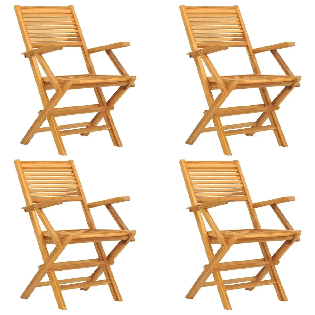 5 Piece Garden Dining Set Outdoor Furniture Teak Wood Table Chairs Brown