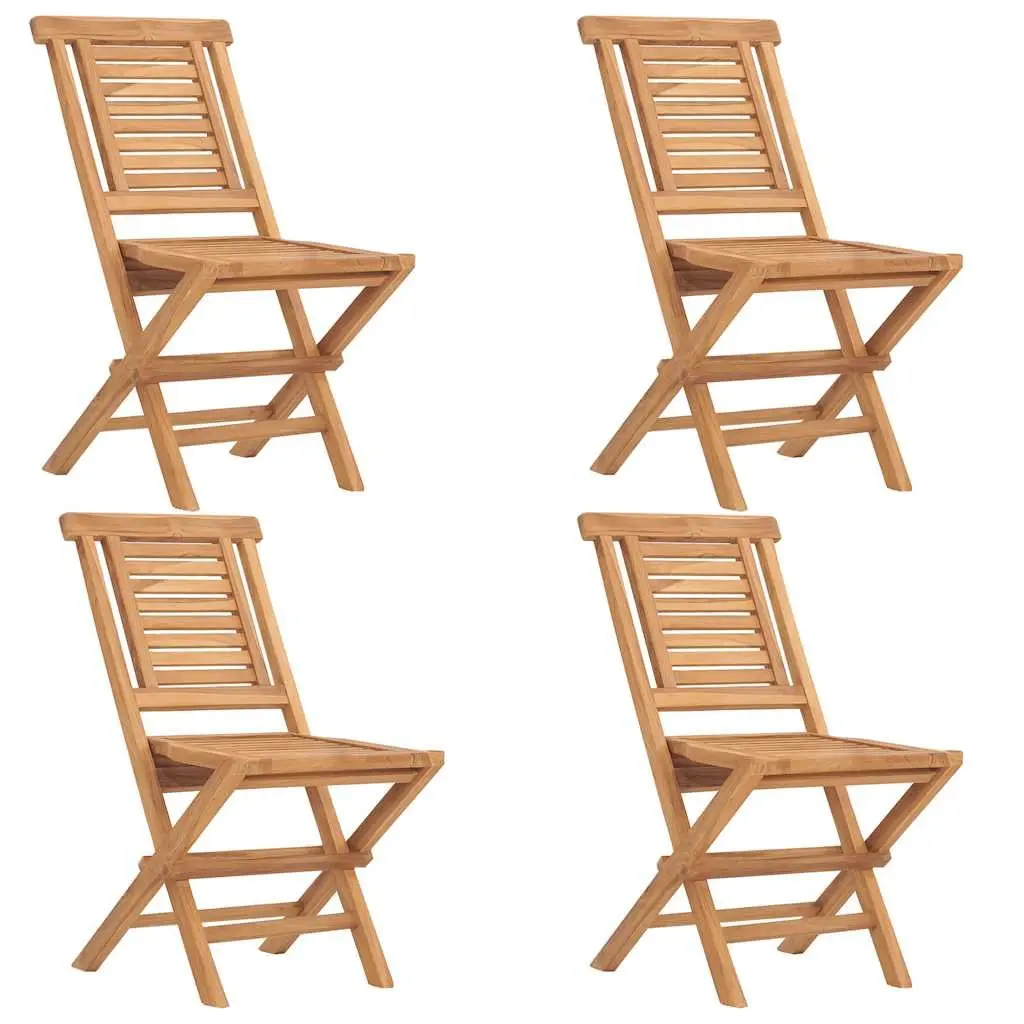 5 Piece Garden Dining Set Outdoor Furniture Teak Wood Table Chairs Foldable Brown