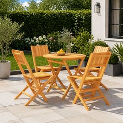 Reliable 5 Piece Teak Wood Garden Dining Set for Outdoor Use