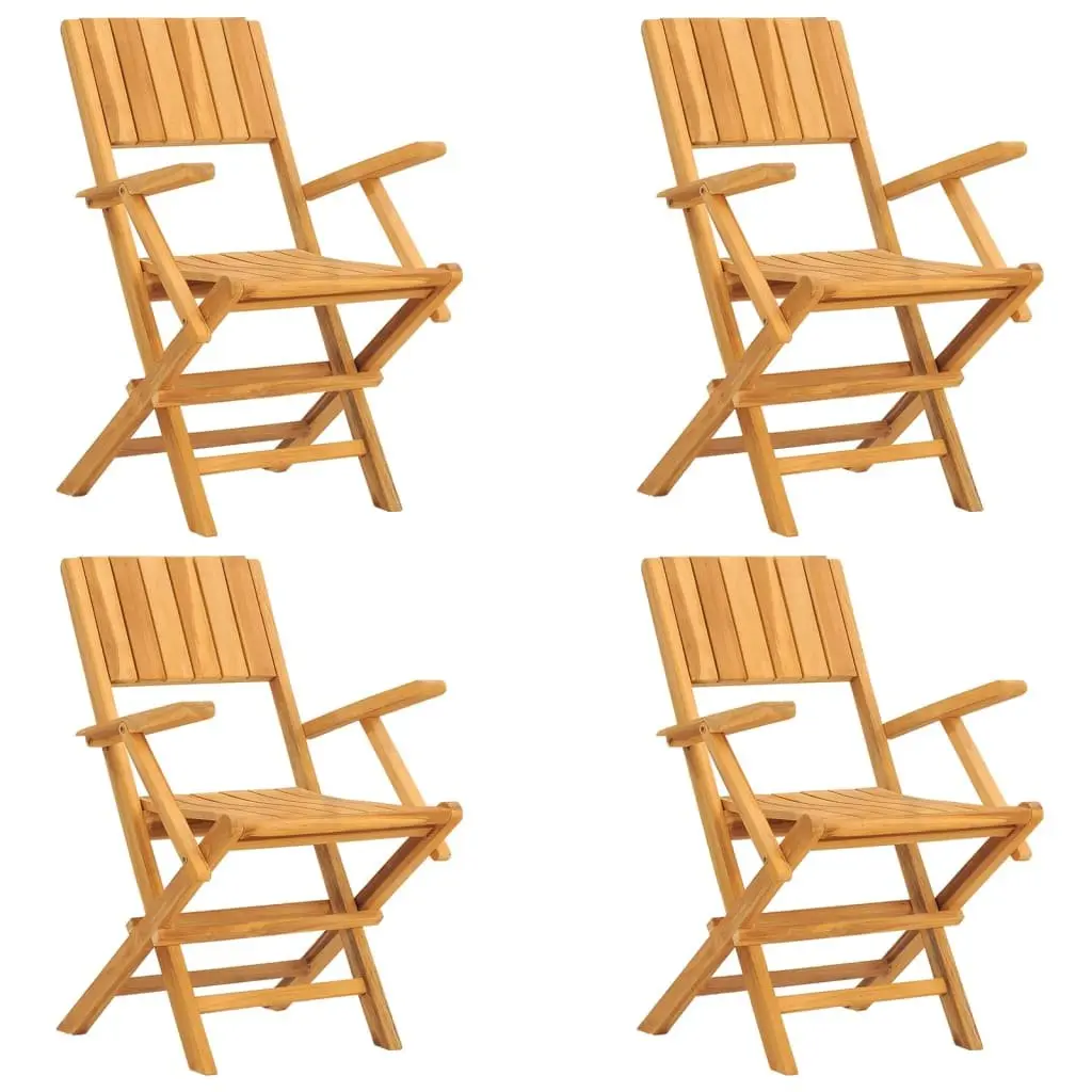 5 Piece Garden Dining Set Teak Wood Outdoor Furniture Foldable Chairs Table Brown