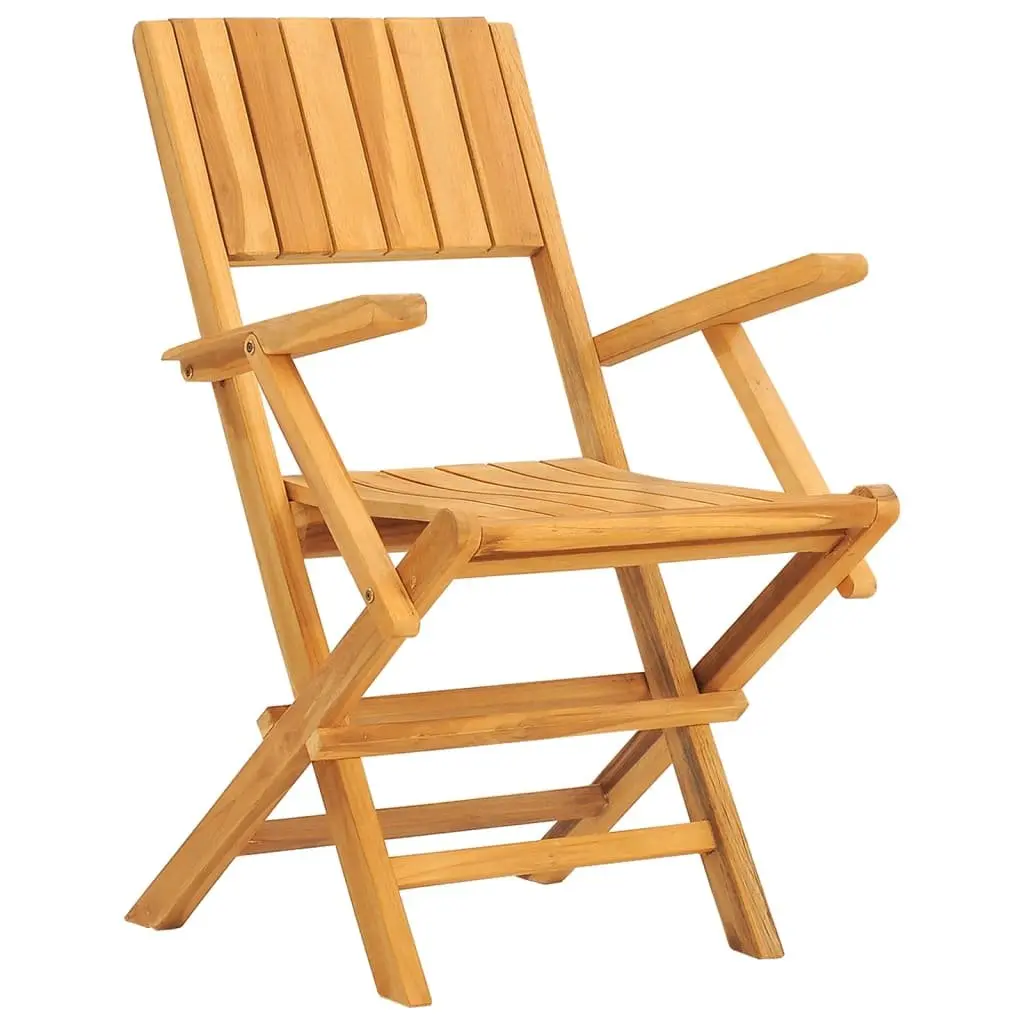 5 Piece Garden Dining Set Teak Wood Outdoor Furniture Foldable Chairs Table Brown