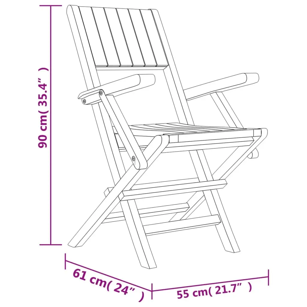 5 Piece Garden Dining Set Teak Wood Outdoor Furniture Foldable Chairs Table Brown