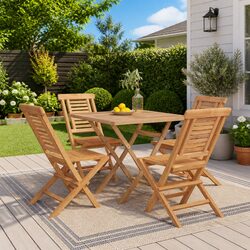 Reliable Garden Dining Set with Teak Wood Build