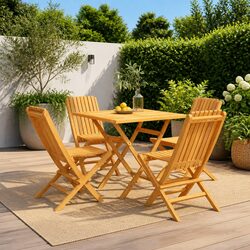 5 Piece Solid Teak Wood Garden Dining Set: Comfort & Style