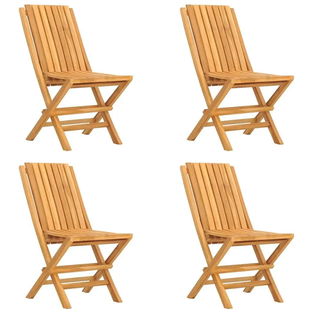 5 Piece Garden Dining Set Outdoor Furniture Table Chairs Brown Teak Wood