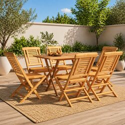 Elegant Folding Wooden Chairs for Outdoor Gatherings - 6 pcs