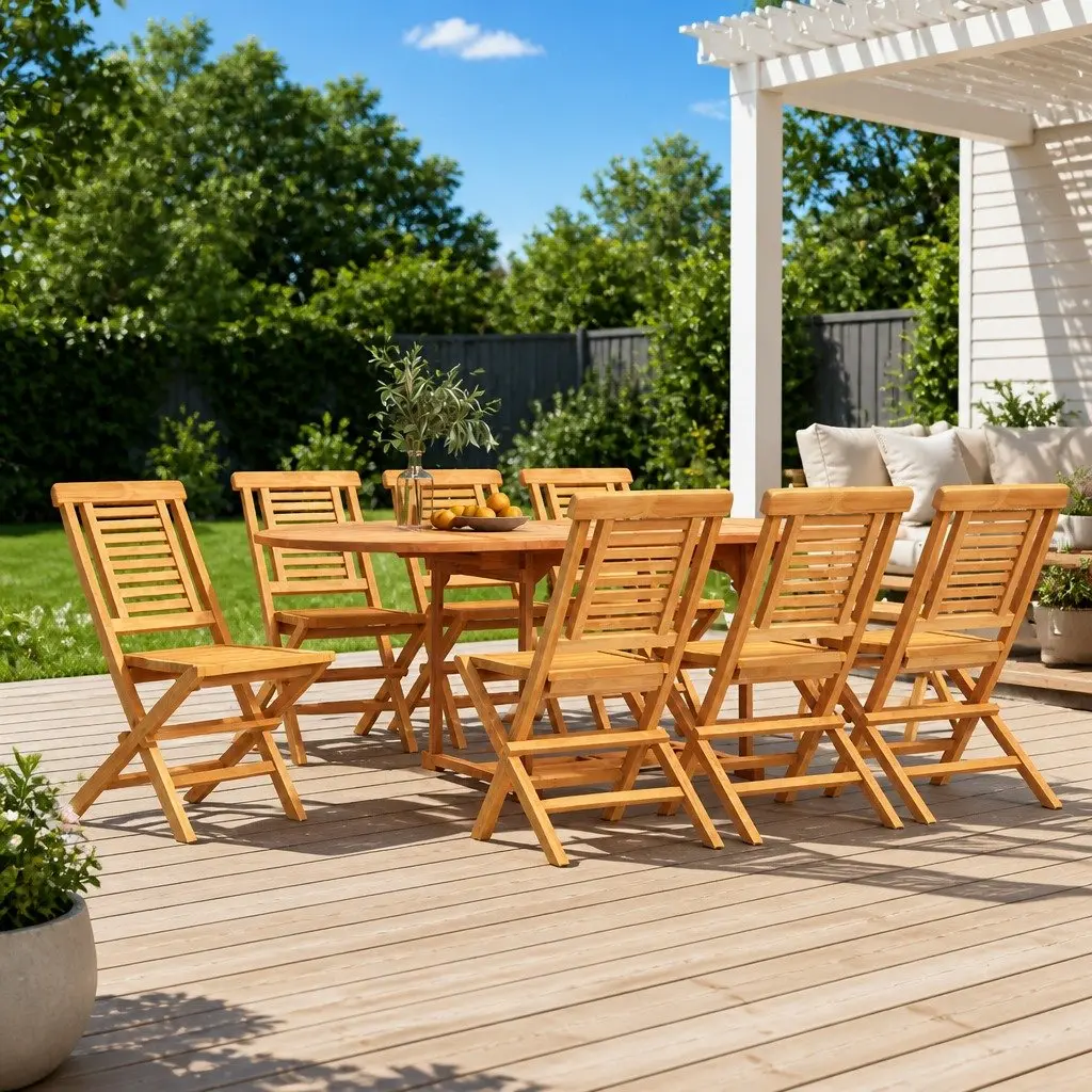 Folding Garden Chairs Set of 8 for Outdoor Use
