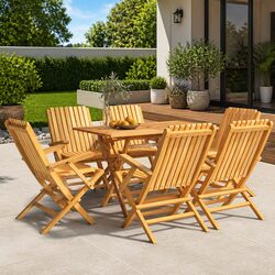 6 Folding Garden Chairs - Practical Teak Wood Seating
