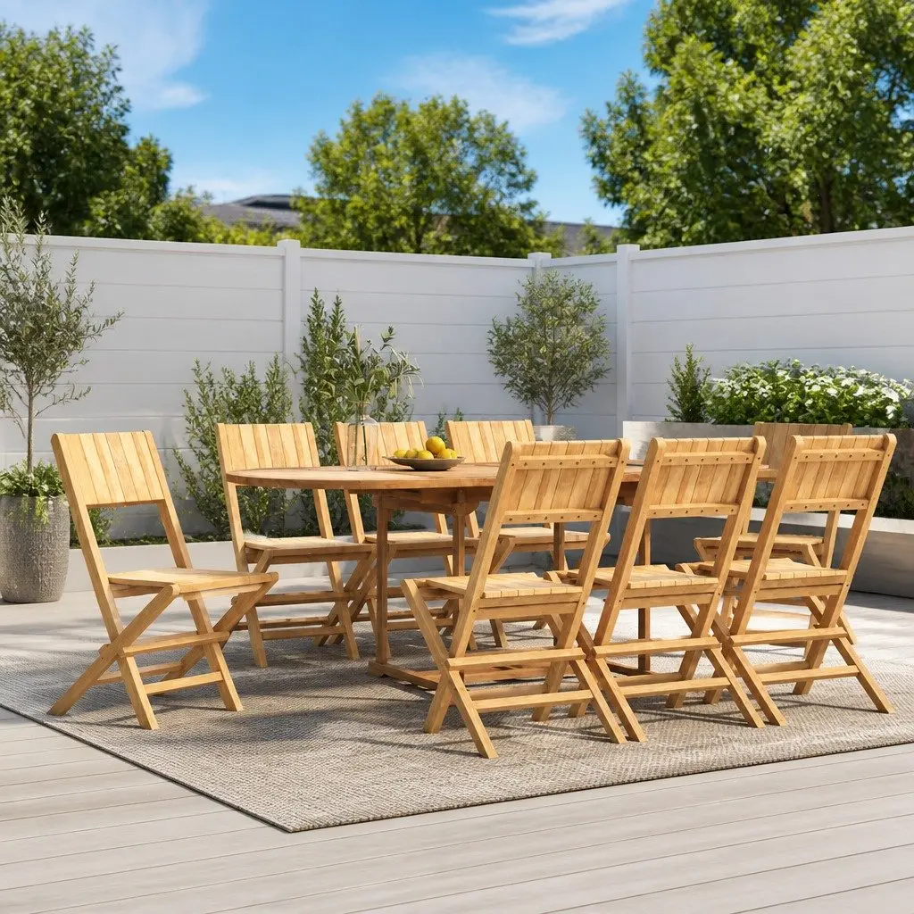 Folding Garden Chairs 8 pcs Outdoor Patio Dining Seating Slatted Backrest Brown