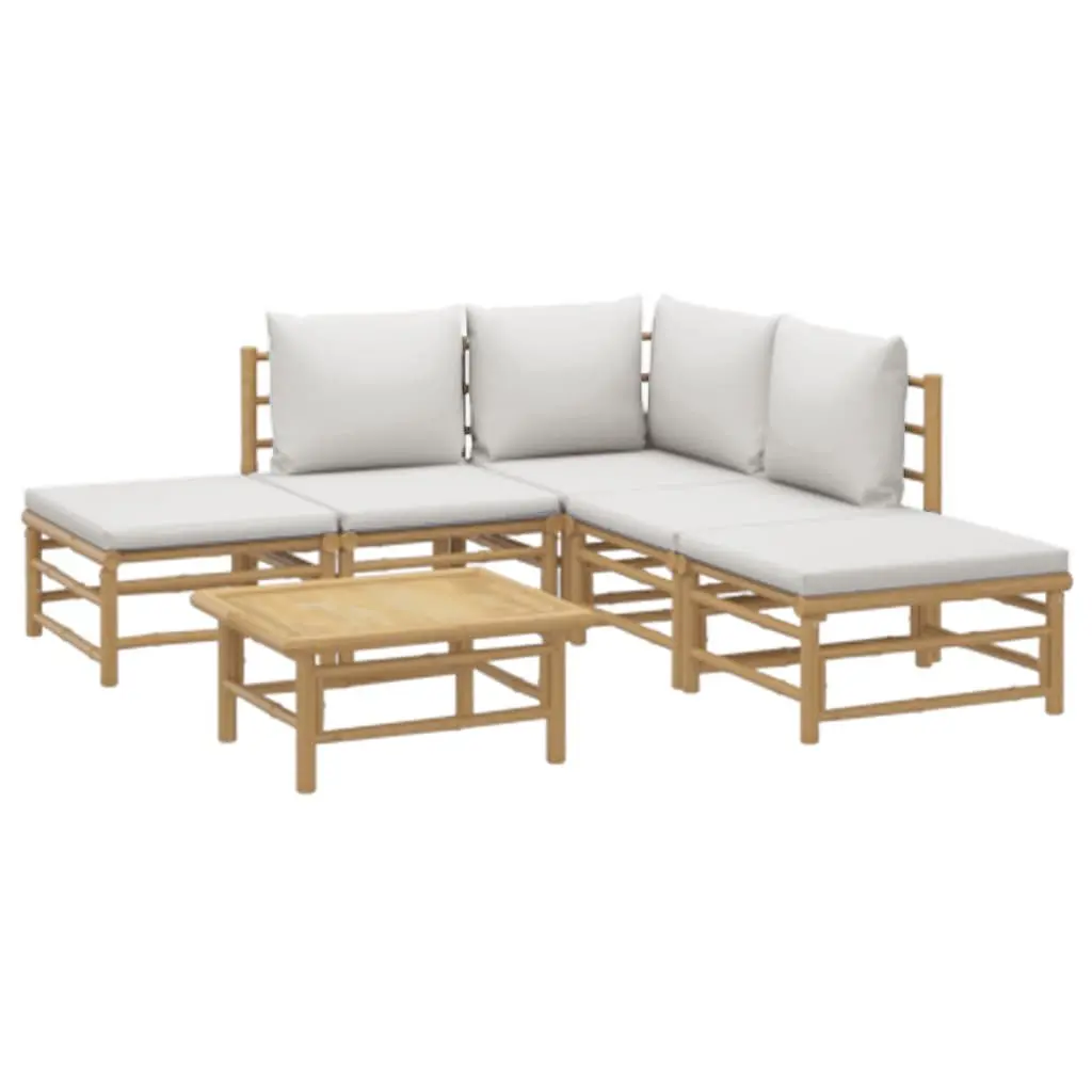 Garden Lounge Set 6 Piece Bamboo Outdoor Furniture Patio Sofa with Cushions