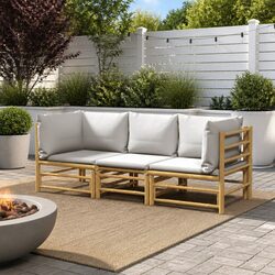 Comfortable 3-Piece Lounge Set: Bamboo and Cushions