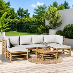 Comfortable 7-Piece Bamboo Garden Lounge Set
