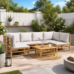 Comfortable 7 Piece Bamboo Lounge Set for Outdoor Relaxation