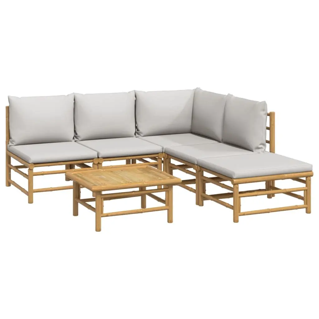 Bamboo Garden Lounge Set 6 Piece Outdoor Furniture Patio Sofa with Cushions Brown