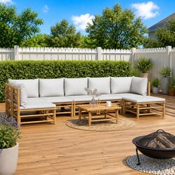 Durable 8-Piece Bamboo Lounge Set with Cushions