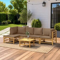Comfortable 6-Piece Bamboo Lounge Set for Your Patio