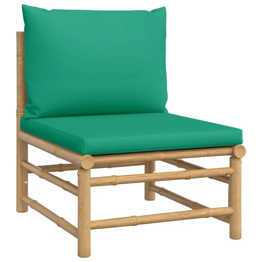 4 Piece Bamboo Garden Lounge Set Outdoor Furniture with Cushions Brown