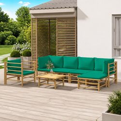 Reliable 7-Piece Bamboo Lounge Set with Comfortable Cushions