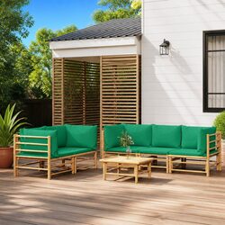Quality Bamboo Lounge Set: 6 Pieces for Outdoor Comfort