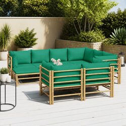 Comfortable Bamboo Garden Lounge Set - 10 Pieces Included
