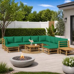 12-Piece Bamboo Lounge Set: Practical Comfort for Outdoors