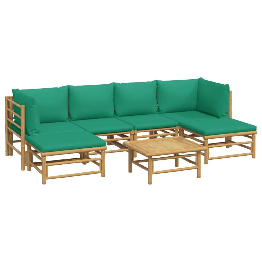 7 Piece Bamboo Garden Lounge Set Outdoor Furniture Sofa with Cushions Brown