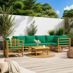 Reliable 7 Piece Bamboo Garden Lounge Set for Outdoor Use
