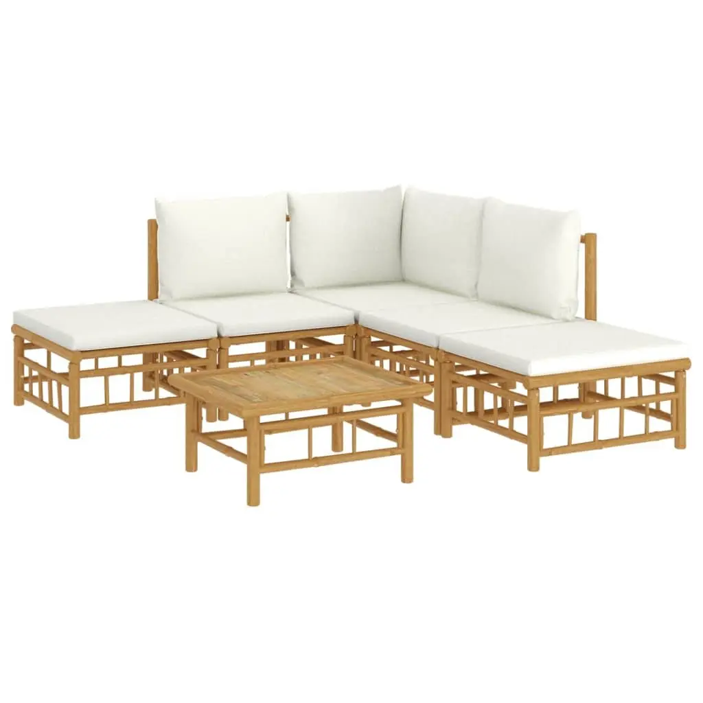 Bamboo Garden Lounge Set 6 Piece Outdoor Furniture with Cushions Brown