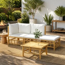 Comfortable 4-Piece Bamboo Outdoor Furniture Set