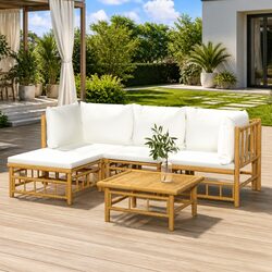 Comfortable and Stylish 5 Piece Bamboo Lounge Furniture Set