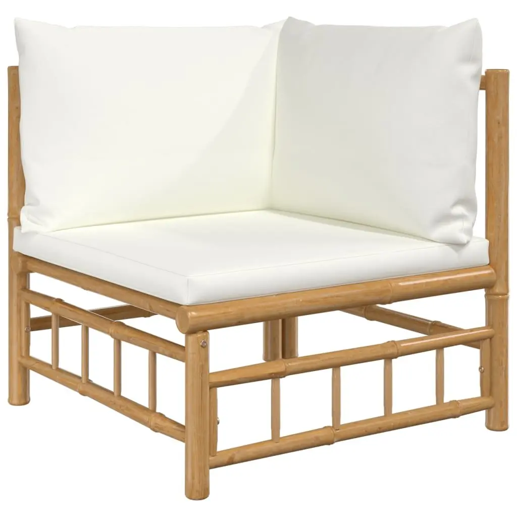 8 Piece Garden Lounge Set Outdoor Furniture with Cream Cushions Bamboo