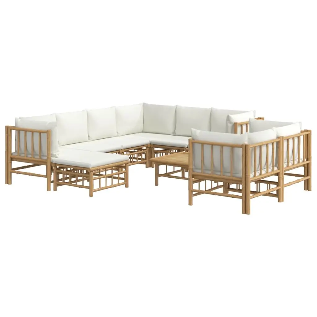 Bamboo 10-Piece Lounge Set with Cushions