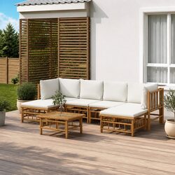 Comfortable 7 Piece Garden Lounge Set with Cream Cushions