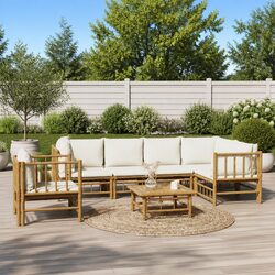 Cozy 7 Piece Bamboo Lounge Set with Soft Cushions