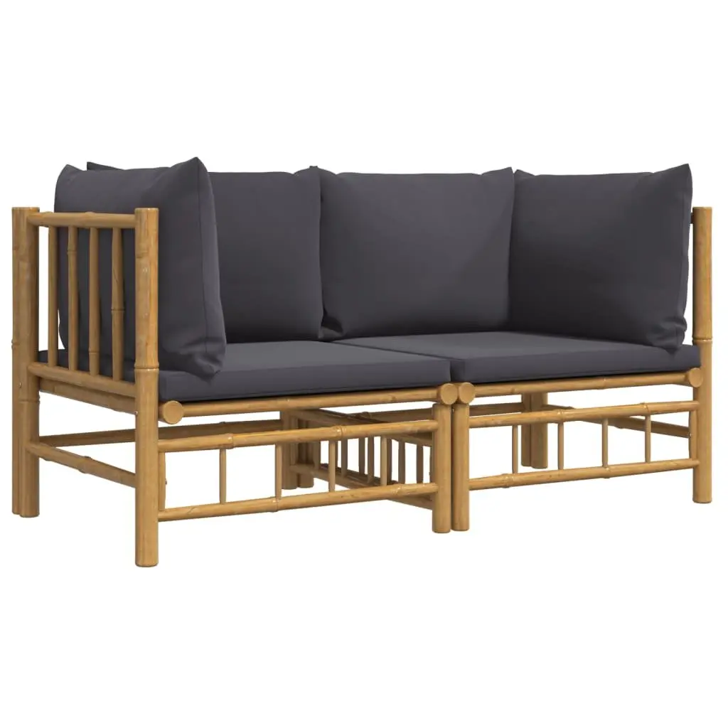 Bamboo Corner Sofa Set Outdoor Furniture 2 pcs Brown