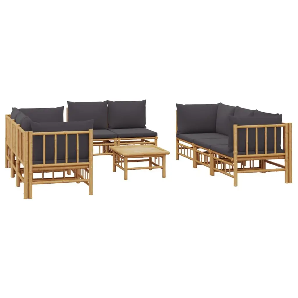 Garden Lounge Set Modular Outdoor Furniture 9 Piece Bamboo Dark Grey