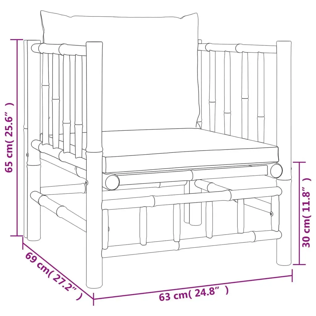 7 Piece Garden Lounge Set Bamboo Outdoor Furniture with Cushions Brown