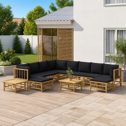 Quality Bamboo Garden Lounge Set: 12 Pieces for Outdoor Relaxation