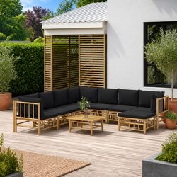 Comfortable 9-Piece Bamboo Lounge Set for Outdoors