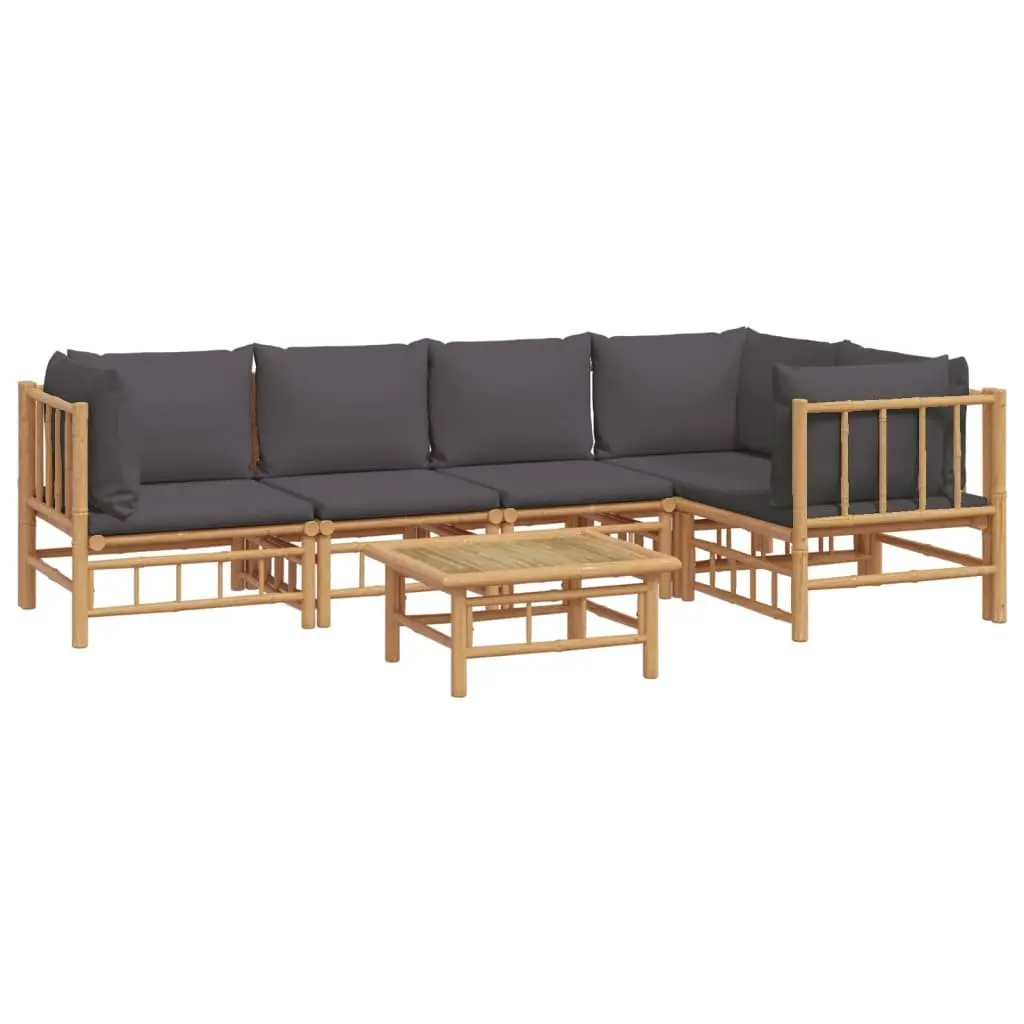 Bamboo Lounge Set Outdoor Furniture Modular 6 Piece Brown