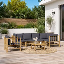 7-Piece Bamboo Lounge Set with Comfort Cushions