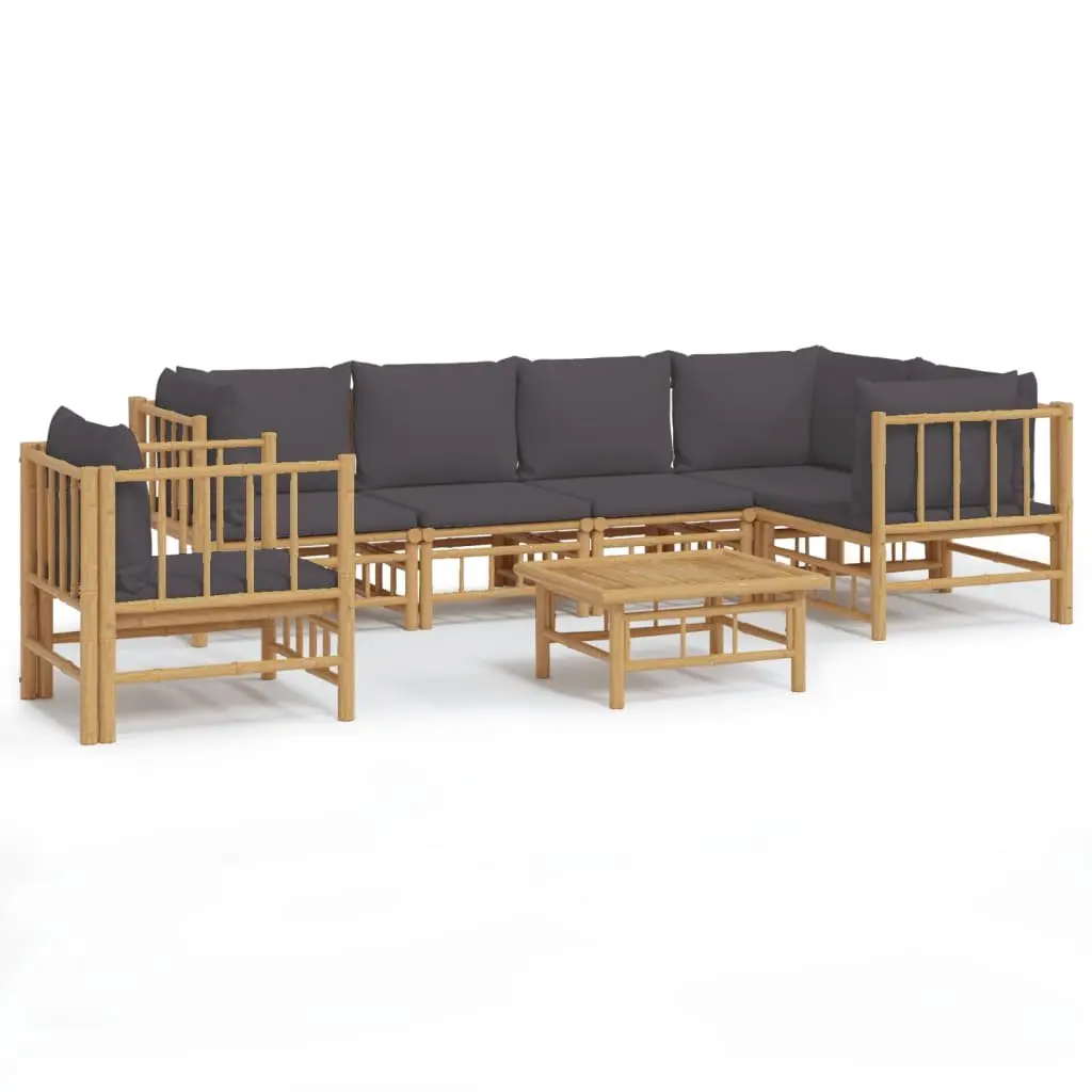 Garden Lounge Set 7 Piece Outdoor Furniture Modular Bamboo Brown