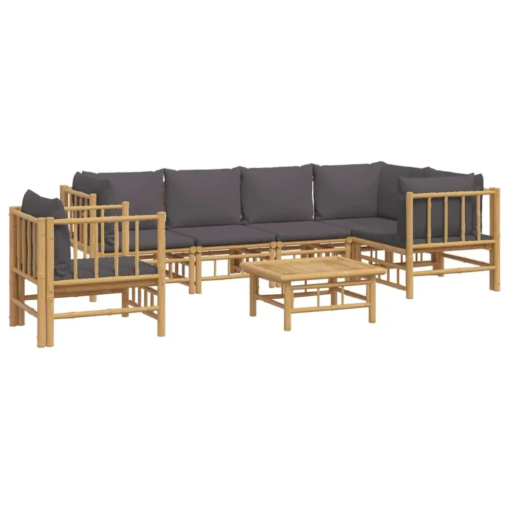 Garden Lounge Set 7 Piece Outdoor Furniture Modular Bamboo Brown